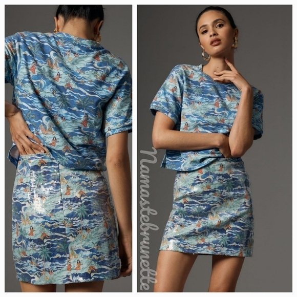 $365 Revolve Sequin Mini Skirt, Size 6 - Picture 4 of 14